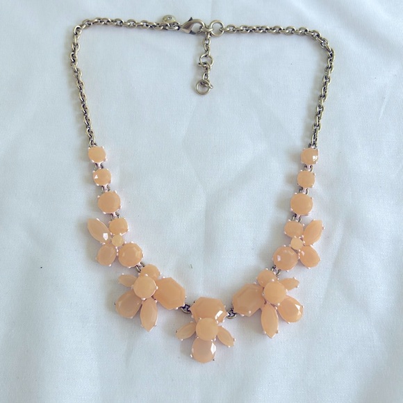 J. Crew Peach Tone Rhinestone Statement Necklace - Picture 1 of 5